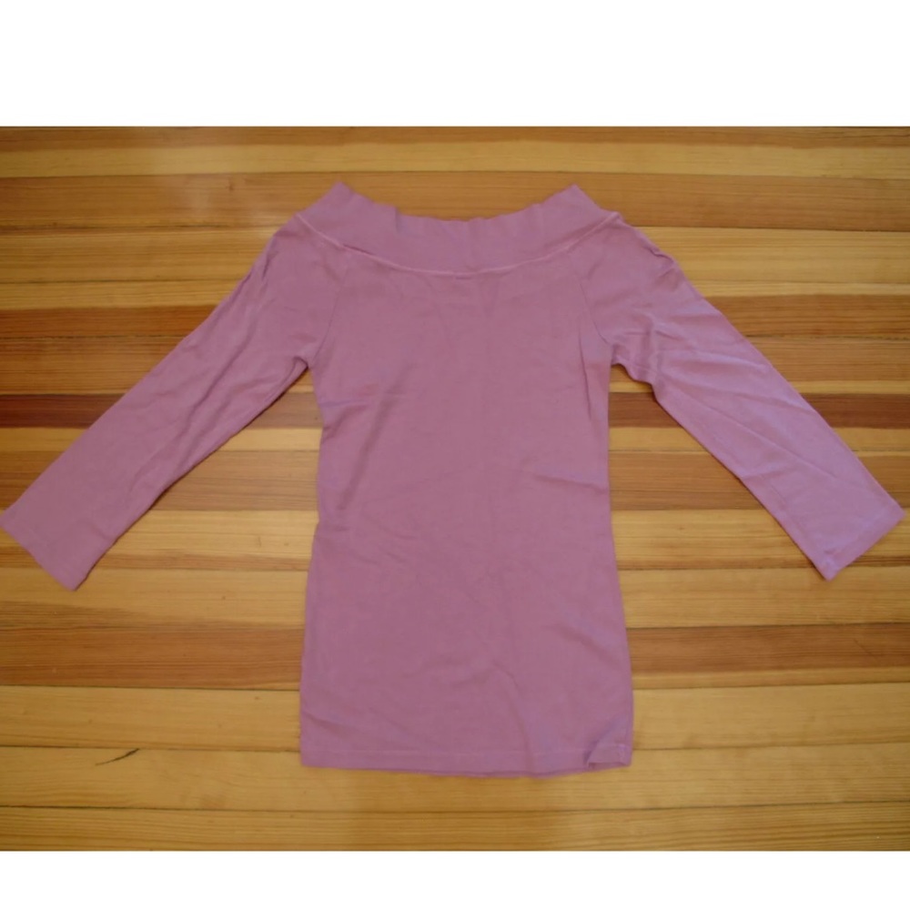 Splendid Jersey Button 3/4 Sleeve Boat Neck Top - Picture 5 of 5
